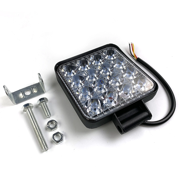 Factory Wholesale 48W Square LED Work Light 16LED 12V 24V Flood Spot Lamp Work Light for Offroad Truck Tractor Boat Bar