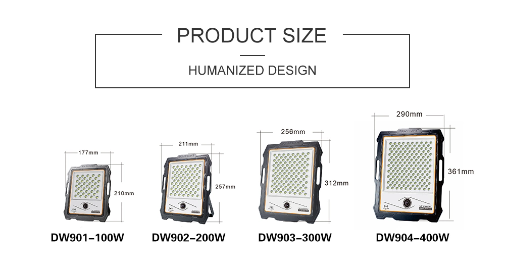 Outdoor Waterproof Rechargeable 100W 200W 300W Solar LED Security Flood Light with Camera