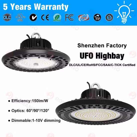 시력 보호 IP65 가축 농장 Epistar LED 창고 하이 베이 조명